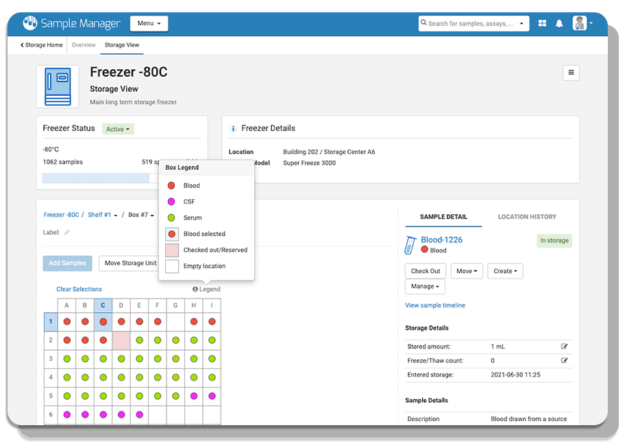 Freezer management software for labs