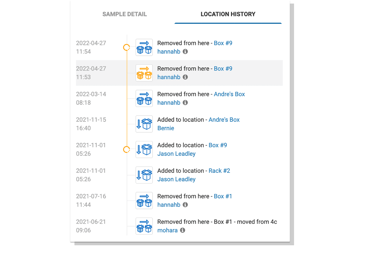 Freezer Management - location history