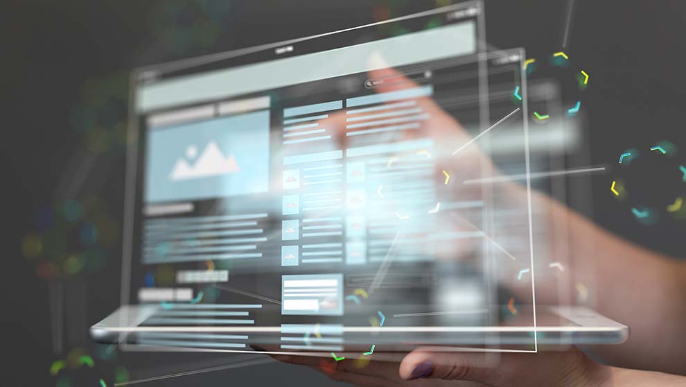 web interface with hand interacting