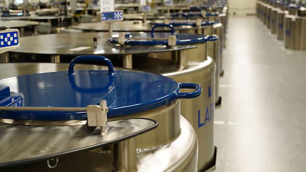 line of biobank freezers